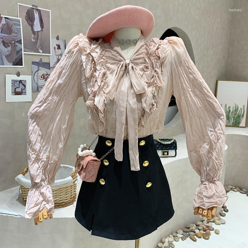 Women's Blouses Niche Design In Women's Clothing 2023 Spring Pink Puff Long Sleeve Shirt Bandage Ruffle Top Blusas Mujer De Moda
Women's Blouses Niche Design In Women's Clothing 2023 Spring Pink Puff Long Sleeve Shirt Bandage Ruffle Top Blusas Mujer De Moda