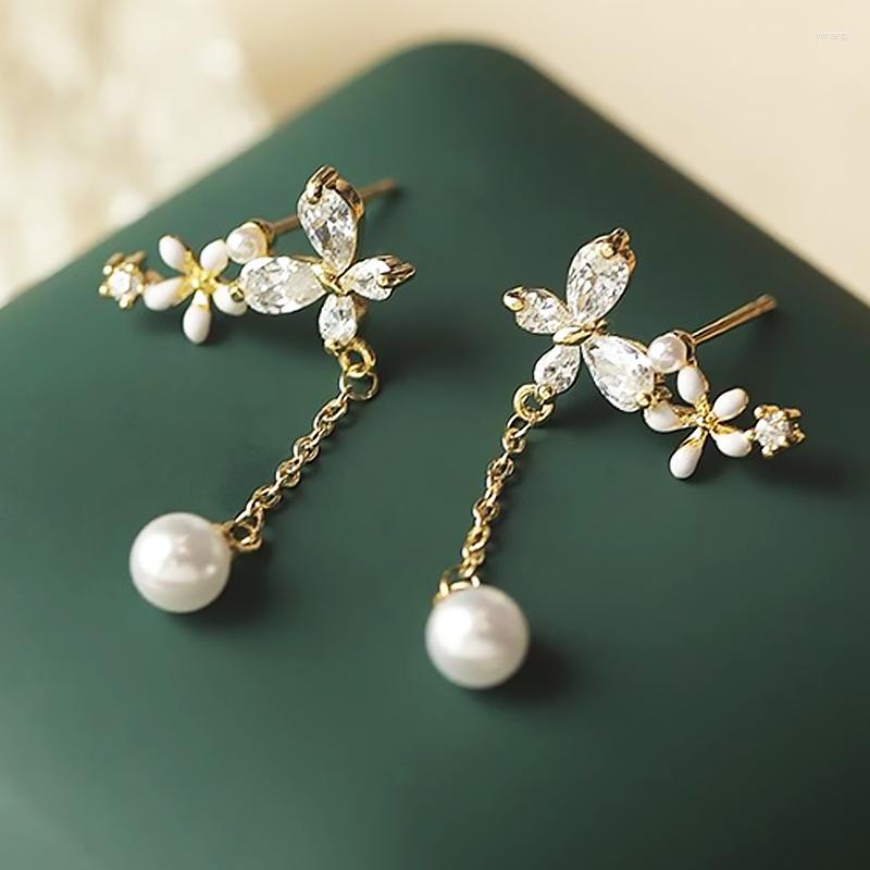 Dangle Earrings Hanging Retro Gold Color Long Tassel Drop Zircon Flower For Women Bow S925 Silver Needle Fashion Jewelry
Dangle Earrings Hanging Retro Gold Color Long Tassel Drop Zircon Flower For Women Bow S925 Silver Needle Fashion Jewelry