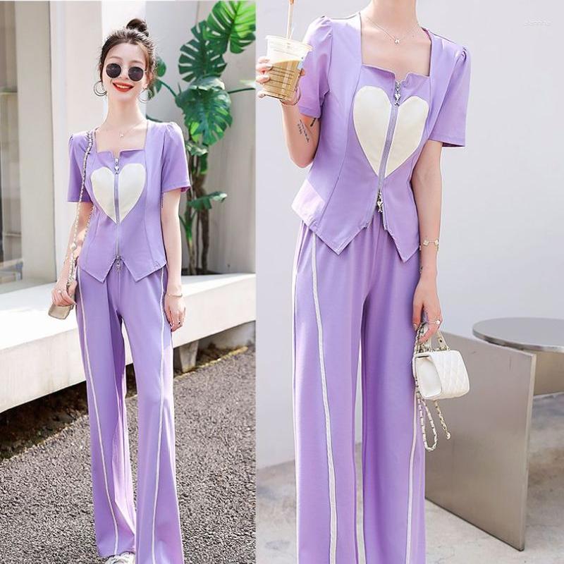 Women's Two Piece Pants Korean Fashion Elegant Summer Set Women's 2023 Thin Style Temperament Splice Casual Short Sleeve Outfits, Purple set
Women's Two Piece Pants Korean Fashion Elegant Summer Set Women's 2023 Thin Style Temperament Splice Casual Short Sleeve Outfits, Purple set