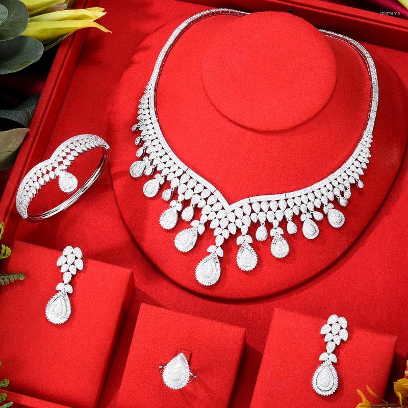 Necklace Earrings Set Missvikki Luxury 4PCS Waterdrop Tassel African Jewelry For Women Wedding Party Zirconia Dubai Bridal, Picture shown
Necklace Earrings Set Missvikki Luxury 4PCS Waterdrop Tassel African Jewelry For Women Wedding Party Zirconia Dubai Bridal, Picture shown