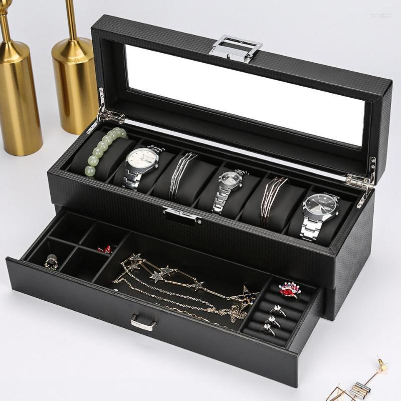 Watch Boxes 24 Digit Box Carbon Fiber Case PU Wooden Display Watches Organizer Black Cabinet Double Layer Jewelry Storage
Watch Boxes 24 Digit Box Carbon Fiber Case PU Wooden Display Watches Organizer Black Cabinet Double Layer Jewelry Storage