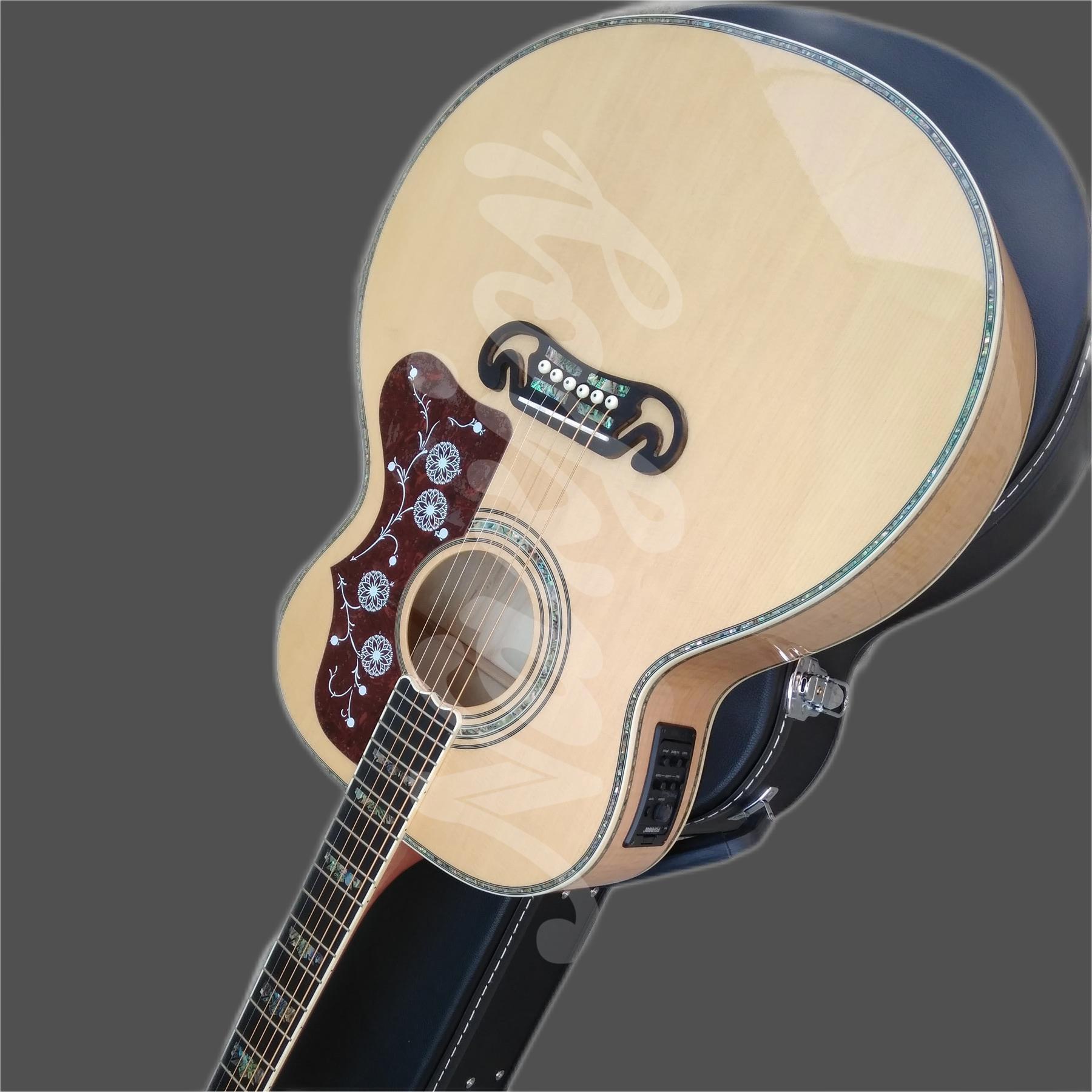 Giant electric guitar with Solid Spruce, acoustic guitar, Natural abalone, Ebony fingerboard, Flame beige, 43
Giant electric guitar with Solid Spruce, acoustic guitar, Natural abalone, Ebony fingerboard, Flame beige, 43