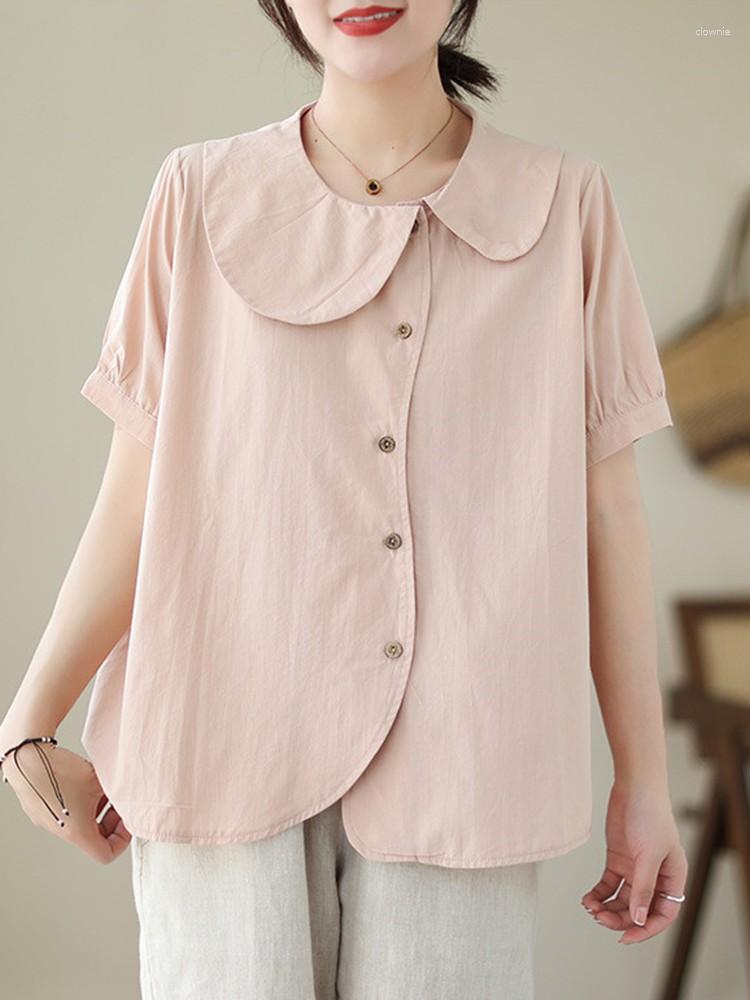 Women's Blouses Cotton Casual Shirts Women Arrival 2023 Summer Korean Style Peter Pan Collar Loose Female Short Sleeve Tops B2502, Pink
Women's Blouses Cotton Casual Shirts Women Arrival 2023 Summer Korean Style Peter Pan Collar Loose Female Short Sleeve Tops B2502, Pink
