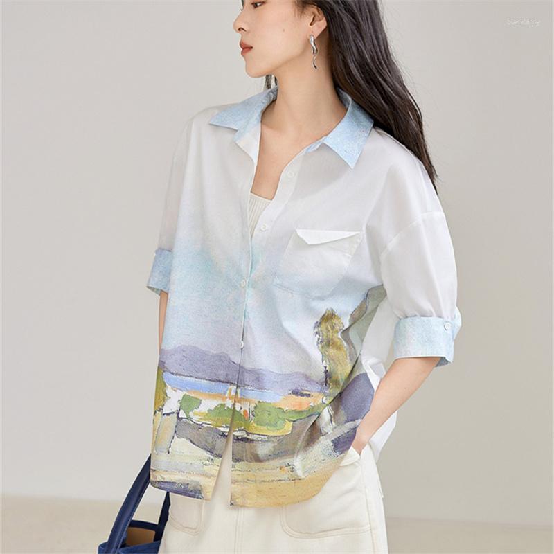 Women' T Shirts DISCVRY Button Blue Blouses Spring Summer Vintage Printing Patchwork Casual Turn-down Collar Loose Half Sleeve Chiffon
Women' T Shirts DISCVRY Button Blue Blouses Spring Summer Vintage Printing Patchwork Casual Turn-down Collar Loose Half Sleeve Chiffon