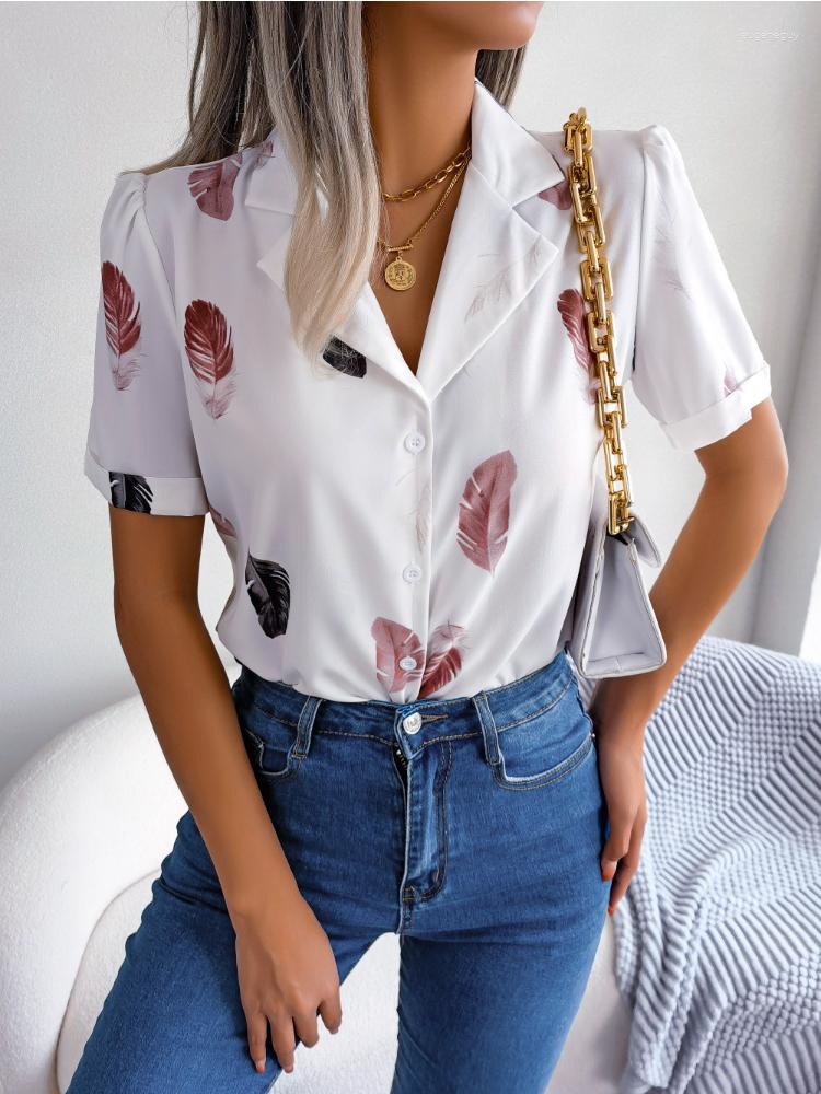 Women' Blouses Women Summer Print Loose Shirt Elegant Casual Fashion Office Lady Polo Collar Streetwear Button Short Sleeve Female 2023, Blue
Women' Blouses Women Summer Print Loose Shirt Elegant Casual Fashion Office Lady Polo Collar Streetwear Button Short Sleeve Female 2023, Blue