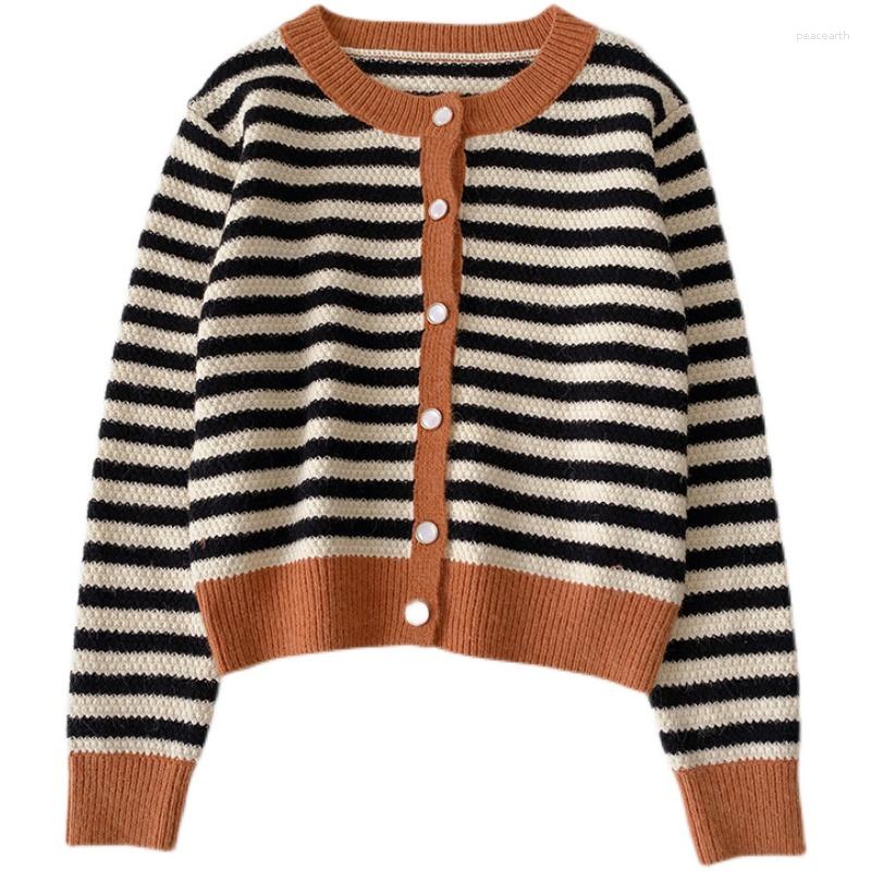 Women's Knits Winter Style Korean Retro Long-sleeved Single-breasted Round Neck Striped Sweater Women, Green
Women's Knits Winter Style Korean Retro Long-sleeved Single-breasted Round Neck Striped Sweater Women, Green