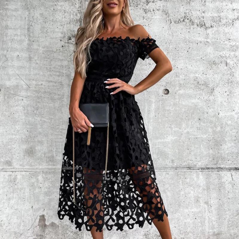 Casual Dresses Women Dress Lace Short Sleeve Patchwork Slash Neck Hollow Out Slim Fit Summer Off Shoulder Backless Streetwear, Black
Casual Dresses Women Dress Lace Short Sleeve Patchwork Slash Neck Hollow Out Slim Fit Summer Off Shoulder Backless Streetwear, Black