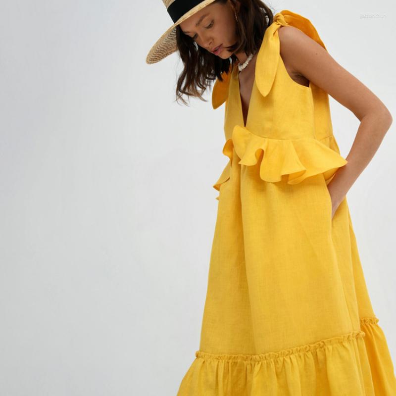 Casual Dresses Summer Sleeveless V Neck Corset Long Dress Streetwear Y2K Clothes Women Elegant Fashion Ruffle Vacation, Yellow
Casual Dresses Summer Sleeveless V Neck Corset Long Dress Streetwear Y2K Clothes Women Elegant Fashion Ruffle Vacation, Yellow