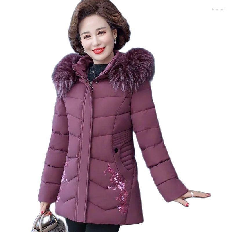 

Women's Trench Coats 5XL Middle-aged Elderly Women Winter Jacket 2023 Embroidery Warm Cotton Padded Parkas Female Basic Coat Overcoat, Black