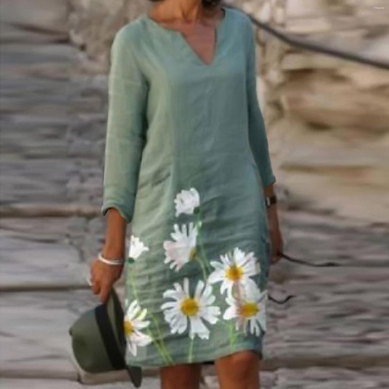 Casual Dresses 40# Chrysanthemum Print Summer Dress V-neck Half Sleeve A-line Women Vintage Cotton Linen Loose Vestidos, Mg
Casual Dresses 40# Chrysanthemum Print Summer Dress V-neck Half Sleeve A-line Women Vintage Cotton Linen Loose Vestidos, Mg