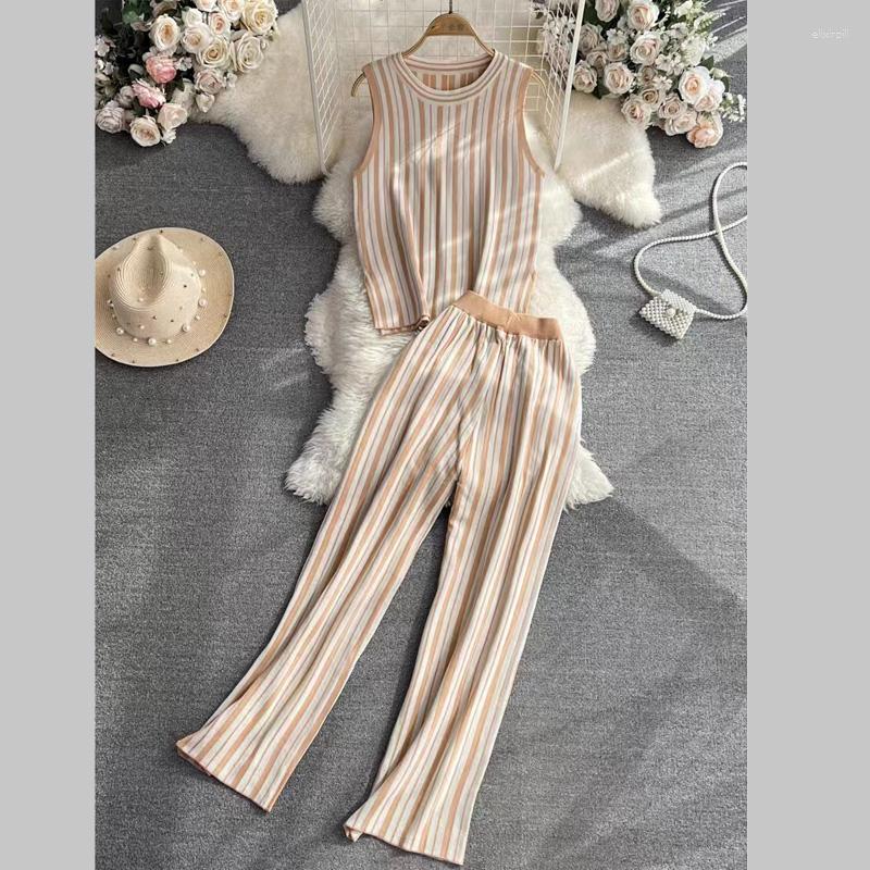 Women' Two Piece Pants Suits Spring Summer Stripe Knitted Suit Women' 2023 Sweater Wide Leg Two-piece Fashion Korean, Khaki
Women' Two Piece Pants Suits Spring Summer Stripe Knitted Suit Women' 2023 Sweater Wide Leg Two-piece Fashion Korean, Khaki