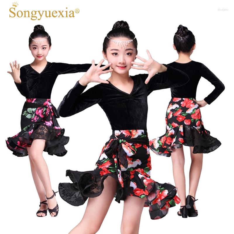 Stage Wear Songyuexia Pattern Children's Pleuche Long-Sleeved Latin Skirt With Print And Lace Autumn Dress For Kid 110-160cm, Black
Stage Wear Songyuexia Pattern Children's Pleuche Long-Sleeved Latin Skirt With Print And Lace Autumn Dress For Kid 110-160cm, Black