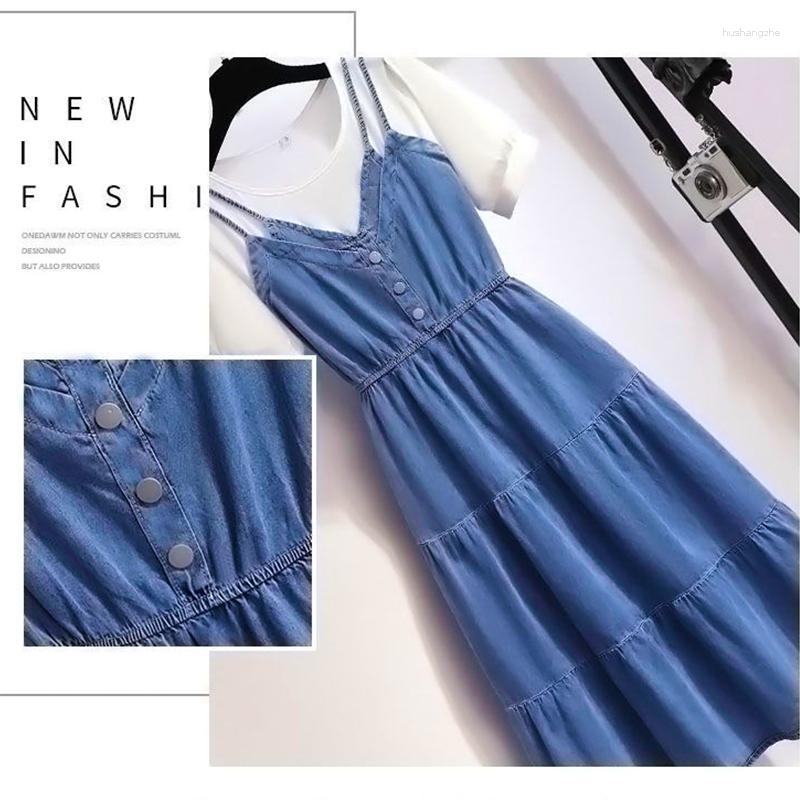 Casual Dresses 2023 Summer Fashion Loose Patchwork Thin Denim Dress Women's Student Trendy Fake Two Piece Overall Streetwear
Casual Dresses 2023 Summer Fashion Loose Patchwork Thin Denim Dress Women's Student Trendy Fake Two Piece Overall Streetwear