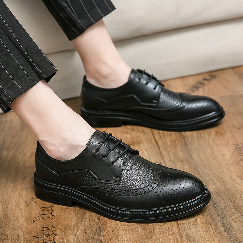 Handmade Mens Wingtip Oxford Shoes Black Leather Brogue Mens Formal Leather Shoes Classic Business Formal Mens Shoes