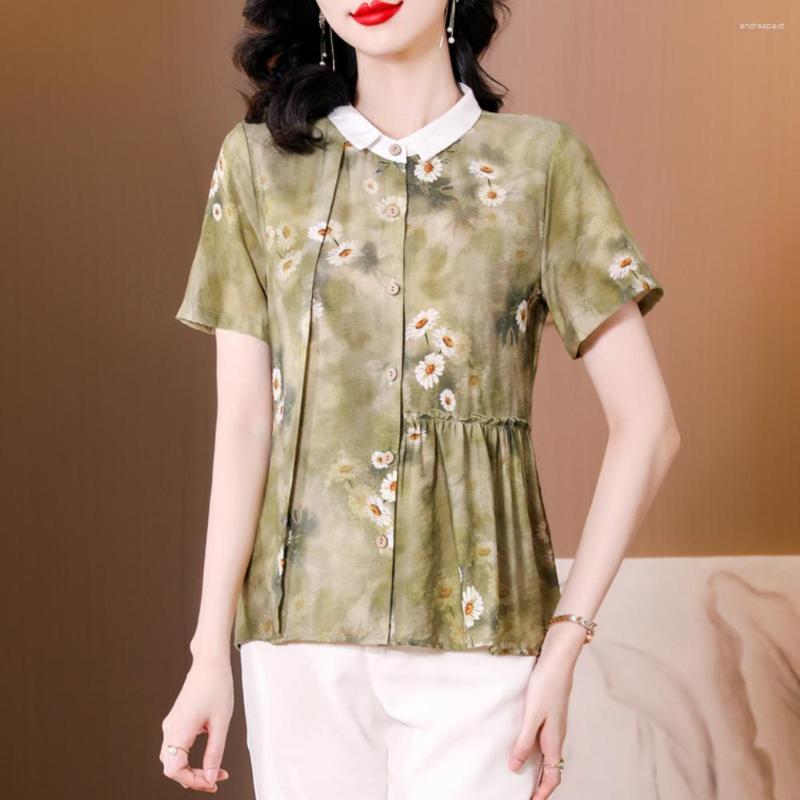 Women's Blouses 2023 Women's Satin Printed Short Sleeved Shirts Elegant Folds Casual Women Female Vintage Tops, Green
Women's Blouses 2023 Women's Satin Printed Short Sleeved Shirts Elegant Folds Casual Women Female Vintage Tops, Green