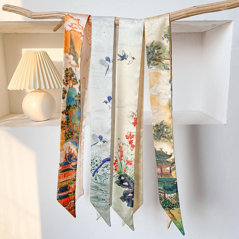 Scarves Novely Scarfs Chinese Style Printing Nerrow Satin Silk Long Scarf For Women Hair Neckerchief Summer Bag Hats Ribbons
Scarves Novely Scarfs Chinese Style Printing Nerrow Satin Silk Long Scarf For Women Hair Neckerchief Summer Bag Hats Ribbons