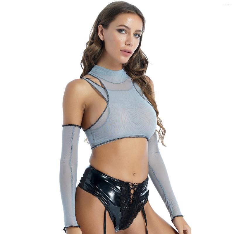 Bras Sets Women Music Festival Rock Concert Outfit Exotic Set See-through Mesh High Neck Cropped Vest With Sleeveless Crop Top And Sleeves, Black
Bras Sets Women Music Festival Rock Concert Outfit Exotic Set See-through Mesh High Neck Cropped Vest With Sleeveless Crop Top And Sleeves, Black