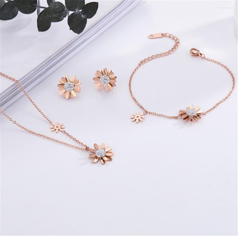 Necklace Earrings Set 316L Stainless Steel Titanium Small Daisy Female Fashion Bracelet Jewelry, Picture shown
Necklace Earrings Set 316L Stainless Steel Titanium Small Daisy Female Fashion Bracelet Jewelry, Picture shown