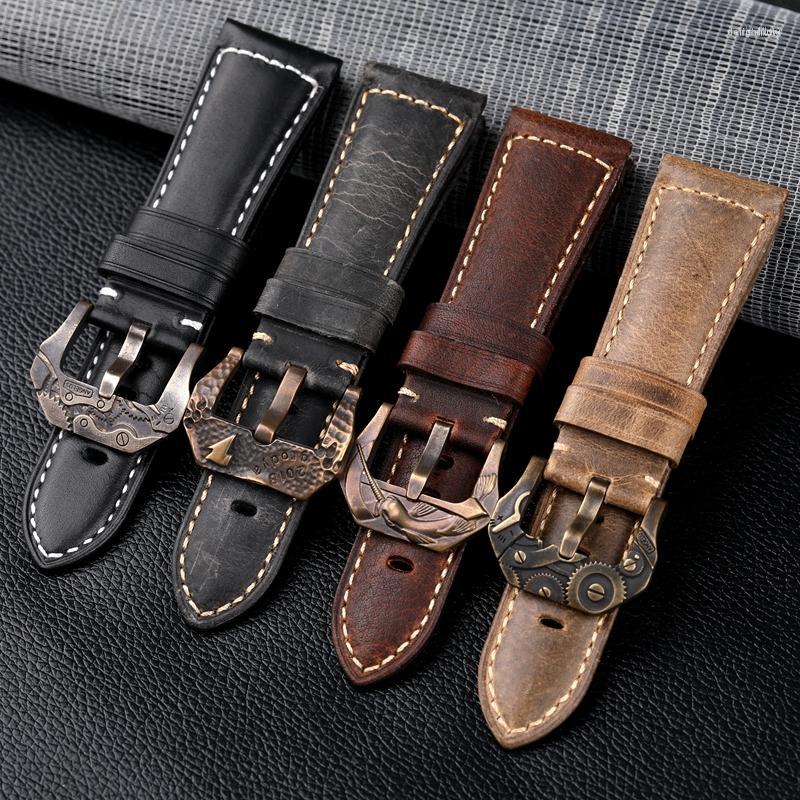 Watch Bands Handmade Bronze Buckle Leather Watchband Suitable For Men's Strap 22 24 26MM Black Brown Italian Top Layer Cowhide
Watch Bands Handmade Bronze Buckle Leather Watchband Suitable For Men's Strap 22 24 26MM Black Brown Italian Top Layer Cowhide