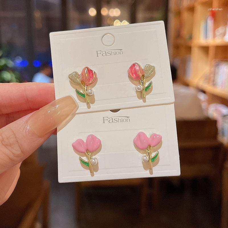 Stud Earrings Cute Pink Tulip Women With Dripping Oil Silver Needle Flower Fashion Ear Female Jewelry Accessories
Stud Earrings Cute Pink Tulip Women With Dripping Oil Silver Needle Flower Fashion Ear Female Jewelry Accessories
