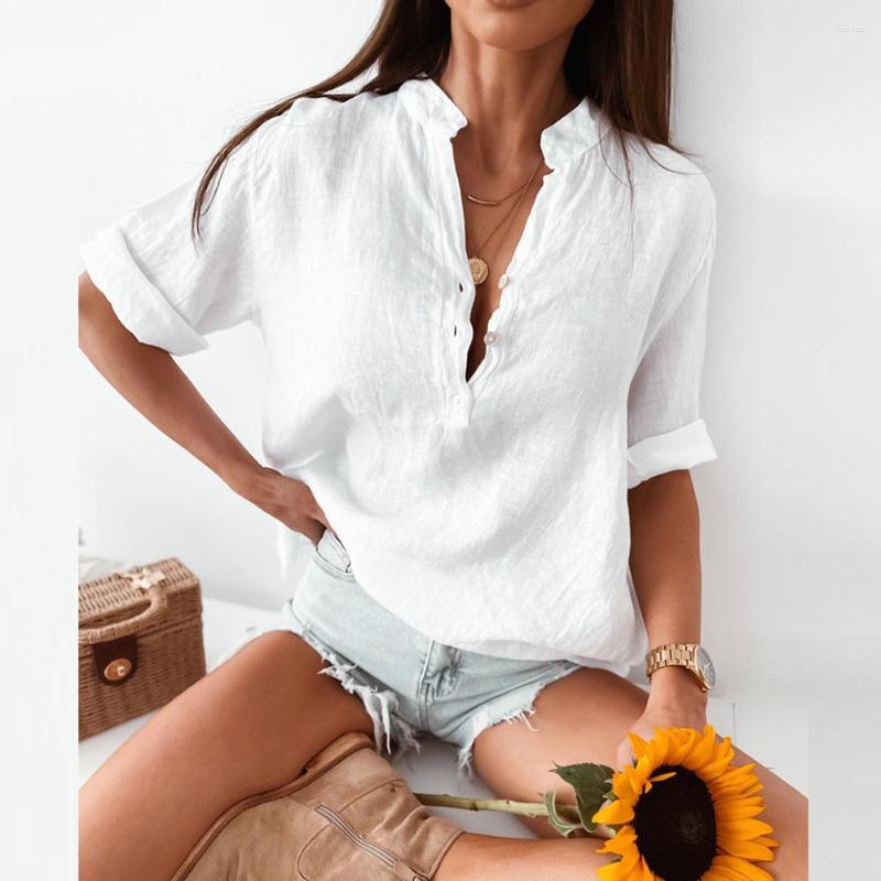 Women' Blouses Women Loose Short Sleeve Casual Summer V Neck Button Pullover Shirt Elegant Solid Blouse Streetwear Fashion, Lake blue
Women' Blouses Women Loose Short Sleeve Casual Summer V Neck Button Pullover Shirt Elegant Solid Blouse Streetwear Fashion, Lake blue