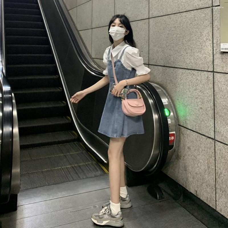 Casual Dresses French Style Retro Gentle Wind Bubble Sleeves Fake Two Piece Denim Strap Dress Summer Design Sense First Love, Blue
Casual Dresses French Style Retro Gentle Wind Bubble Sleeves Fake Two Piece Denim Strap Dress Summer Design Sense First Love, Blue