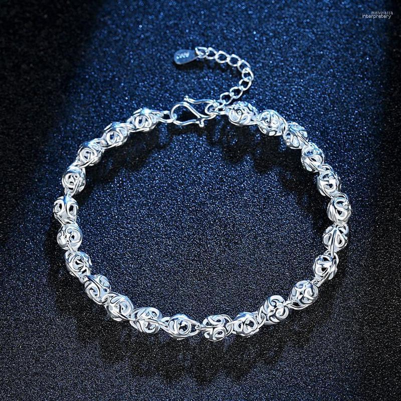 Link Bracelets Lovely Hollow Ball Chain 925 Color Silver Bracelet For Women Fashion Wedding Party Holiday Gift Fine Jewelry
Link Bracelets Lovely Hollow Ball Chain 925 Color Silver Bracelet For Women Fashion Wedding Party Holiday Gift Fine Jewelry