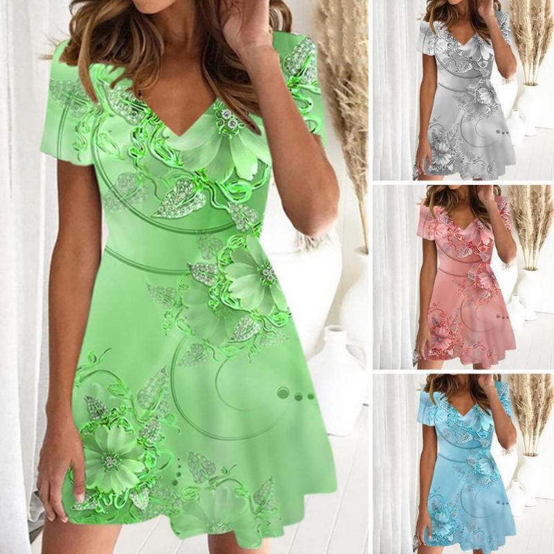Casual Dresses 2023 V-Neck Flower Printing Short Sleeve Skirt Summer Fashion Vintage Midi Women Loose Size Knee-length Party, Blue
Casual Dresses 2023 V-Neck Flower Printing Short Sleeve Skirt Summer Fashion Vintage Midi Women Loose Size Knee-length Party, Blue