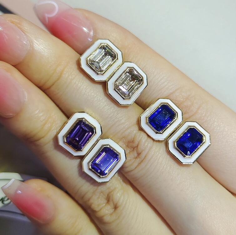 Sterg Sier Stud Earrings Princess Cut 5A Cubic Zirconia | Simple Fashion Jewelry for Women