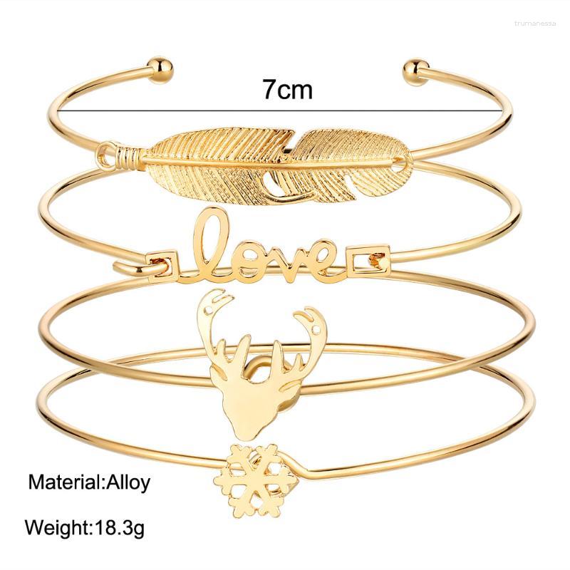 Bangle 40 Pieces/lot Letter Love Deer Snowflake Feather Cuff Set For Women Jewelry Gold Color Antlers Bracelets Adjustable Raym22
Bangle 40 Pieces/lot Letter Love Deer Snowflake Feather Cuff Set For Women Jewelry Gold Color Antlers Bracelets Adjustable Raym22