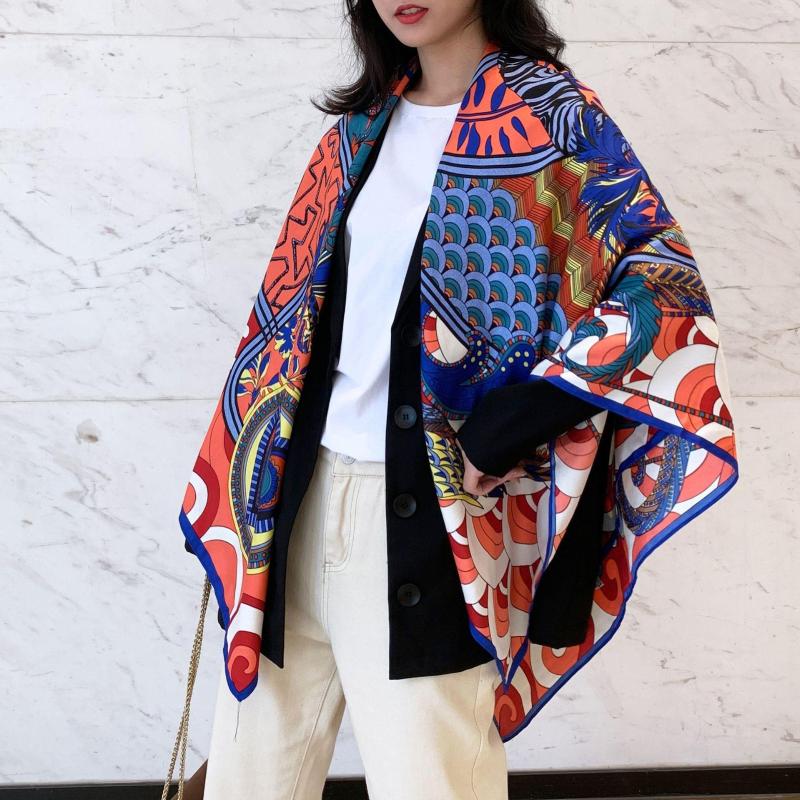 Scarves 130 130cm Silk Women Foulard Head Scarf Ladies Shawl Wrap Muffler Pareo Bandanna Female Hijab Poncho Beach
Scarves 130 130cm Silk Women Foulard Head Scarf Ladies Shawl Wrap Muffler Pareo Bandanna Female Hijab Poncho Beach