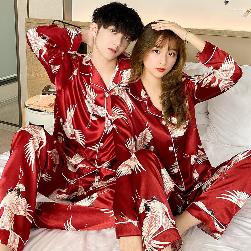 Women's Sleepwear Lovers Pajamas In The Spring And Autumn Style Ice Silk Red Summer Leisure Wear Long Sleeve Two-piece Ly Married Men Women, 13
Women's Sleepwear Lovers Pajamas In The Spring And Autumn Style Ice Silk Red Summer Leisure Wear Long Sleeve Two-piece Ly Married Men Women, 13