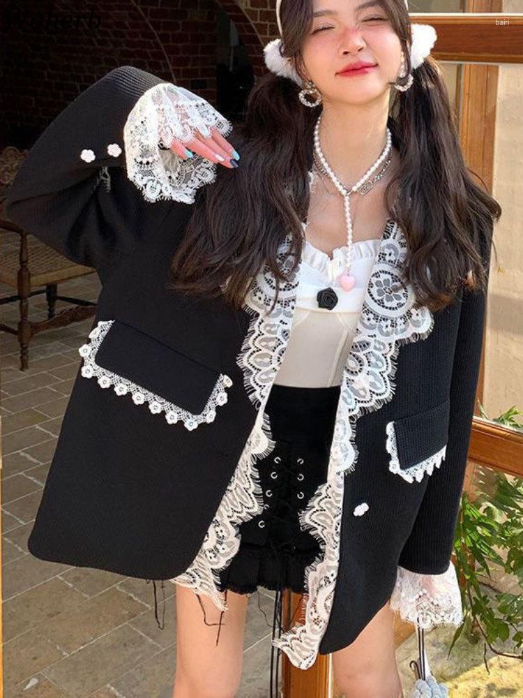 Women' Jackets Woherb Vintage Lace Patch Blazer For Women Notched Collar Flare Sleeve Colorblock Elegant Blazers Female Clothing Fashion, Black
Women' Jackets Woherb Vintage Lace Patch Blazer For Women Notched Collar Flare Sleeve Colorblock Elegant Blazers Female Clothing Fashion, Black