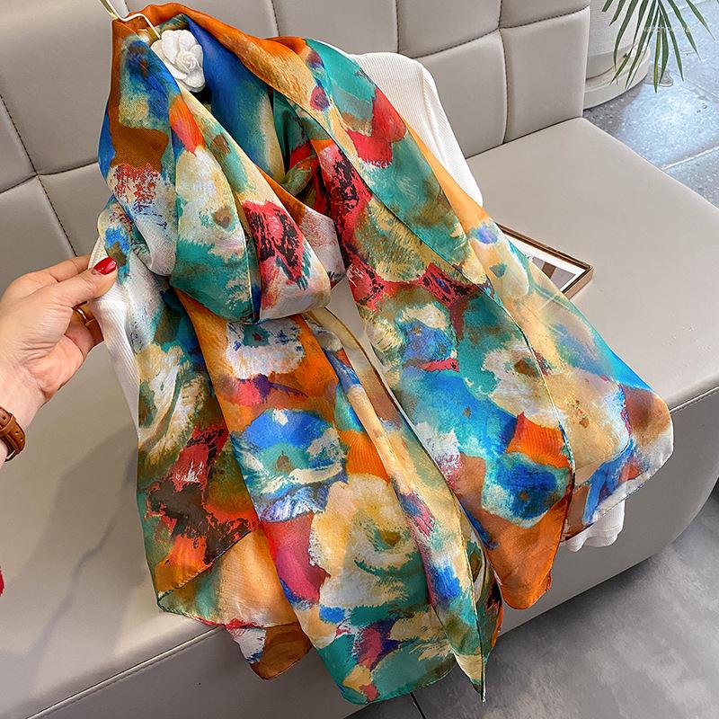 Scarves Floral Print Silk Scarf Ladies Fashion Spring Summer Beach Shawls Fall Winter Long Wraps 190 135cm W322
Scarves Floral Print Silk Scarf Ladies Fashion Spring Summer Beach Shawls Fall Winter Long Wraps 190 135cm W322