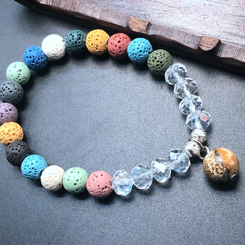 Charm Bracelets 8mm Natural Volcanic Stone Beads Multicolor Lava Men Bracelet Essential Oil Diffuser Bangle For Women
Charm Bracelets 8mm Natural Volcanic Stone Beads Multicolor Lava Men Bracelet Essential Oil Diffuser Bangle For Women