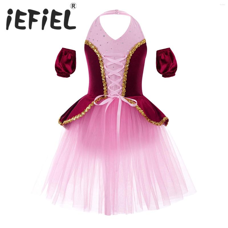 Stage Wear Kids Girls Ballet Dance Dress Sleeveless Shiny Sequins Patchwork Tutu Mesh With Cuffs For Waltz Performance, Rose
Stage Wear Kids Girls Ballet Dance Dress Sleeveless Shiny Sequins Patchwork Tutu Mesh With Cuffs For Waltz Performance, Rose