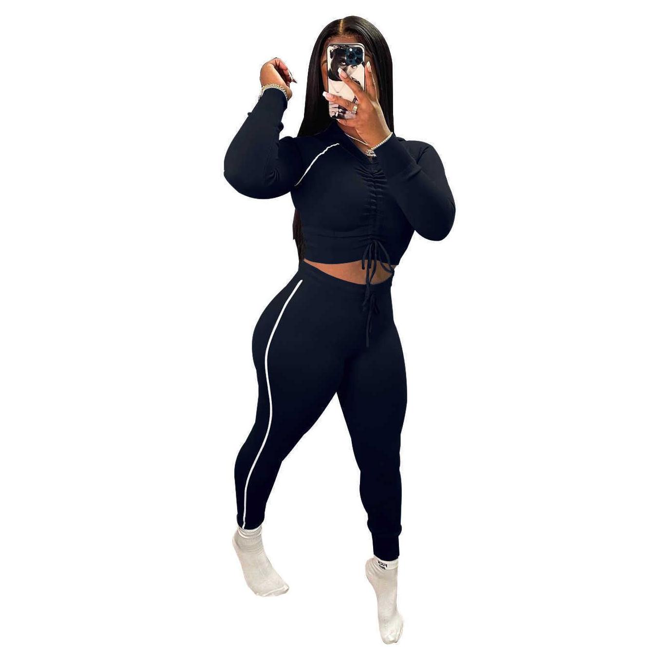 Women' Tracksuits Designers Women Sports Clothes 2021 Pleated Hooded Long Sleeved Trousers Two Piece Set Solid Color Elastic Suit D Dhojx, Khaki
Women' Tracksuits Designers Women Sports Clothes 2021 Pleated Hooded Long Sleeved Trousers Two Piece Set Solid Color Elastic Suit D Dhojx, Khaki