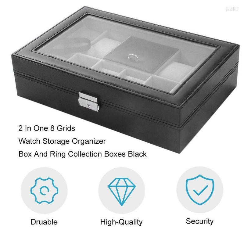 Watch Boxes Black 2 In One 8 Grids 3 Mixed Leather Case Storage Organizer Box Luxury Jewelry Ring Display
Watch Boxes Black 2 In One 8 Grids 3 Mixed Leather Case Storage Organizer Box Luxury Jewelry Ring Display
