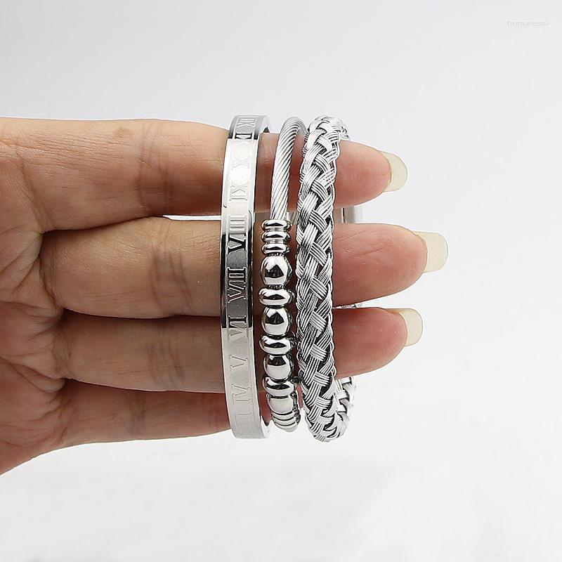 Bangle 3 Pieces/Set Of Fashion Jjewelry Stainless Steel Roman Numerals Beaded Woven C-Shaped Open Bracelet For Women Wholesale Raym22
Bangle 3 Pieces/Set Of Fashion Jjewelry Stainless Steel Roman Numerals Beaded Woven C-Shaped Open Bracelet For Women Wholesale Raym22