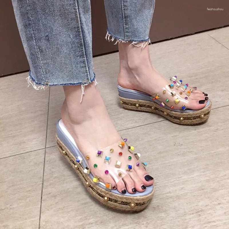 Sandals 7cm Wedges Platform Heels Slippers Multicolor Rivet Wedge Leisure Grass Weave Beach Clear Summer Shoes Blue, Apricot
Sandals 7cm Wedges Platform Heels Slippers Multicolor Rivet Wedge Leisure Grass Weave Beach Clear Summer Shoes Blue, Apricot