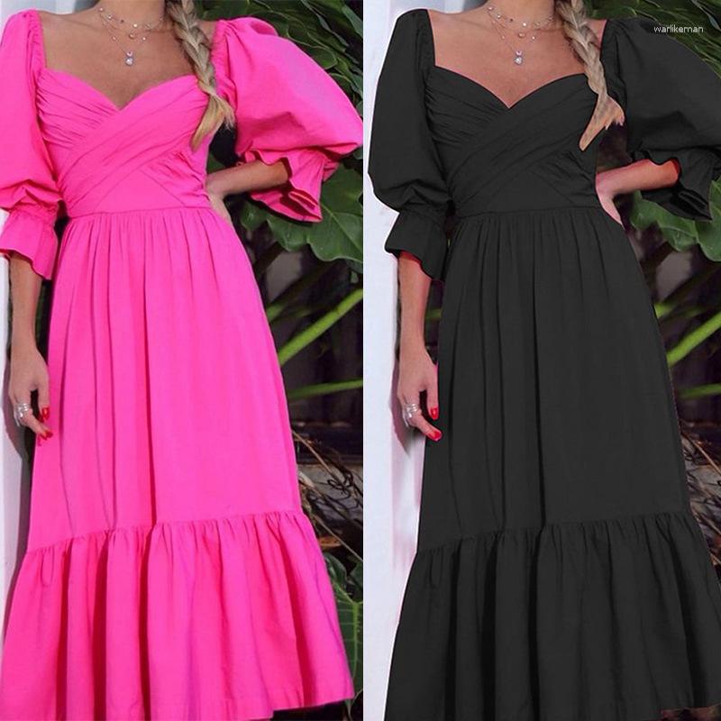 Casual Dresses Fashion Off Shoulder High Waist V Neck Solid Color Bohemian Vacation Dress Women Summer Corset Ruffle Long, Black
Casual Dresses Fashion Off Shoulder High Waist V Neck Solid Color Bohemian Vacation Dress Women Summer Corset Ruffle Long, Black