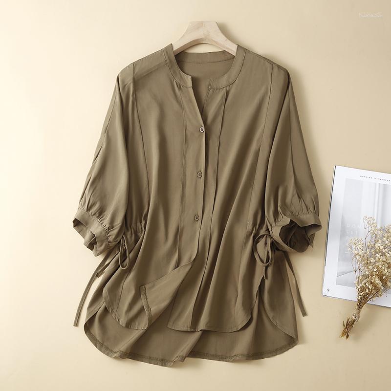 Women's Blouses Summer Fashion Women's Solid Color Smooth Cozy Casual Loose Shirt Female Korean Style V-neck Short Sleeve Simple Elegant, Khaki
Women's Blouses Summer Fashion Women's Solid Color Smooth Cozy Casual Loose Shirt Female Korean Style V-neck Short Sleeve Simple Elegant, Khaki