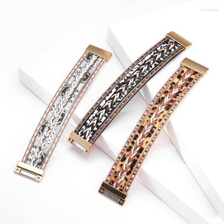 Bangle ORNAPEADIA Multi-layer Leather Woven Leopard Pattern Magnetic Buckle Wide Side Bracelet Fashion Personality Raym22
Bangle ORNAPEADIA Multi-layer Leather Woven Leopard Pattern Magnetic Buckle Wide Side Bracelet Fashion Personality Raym22