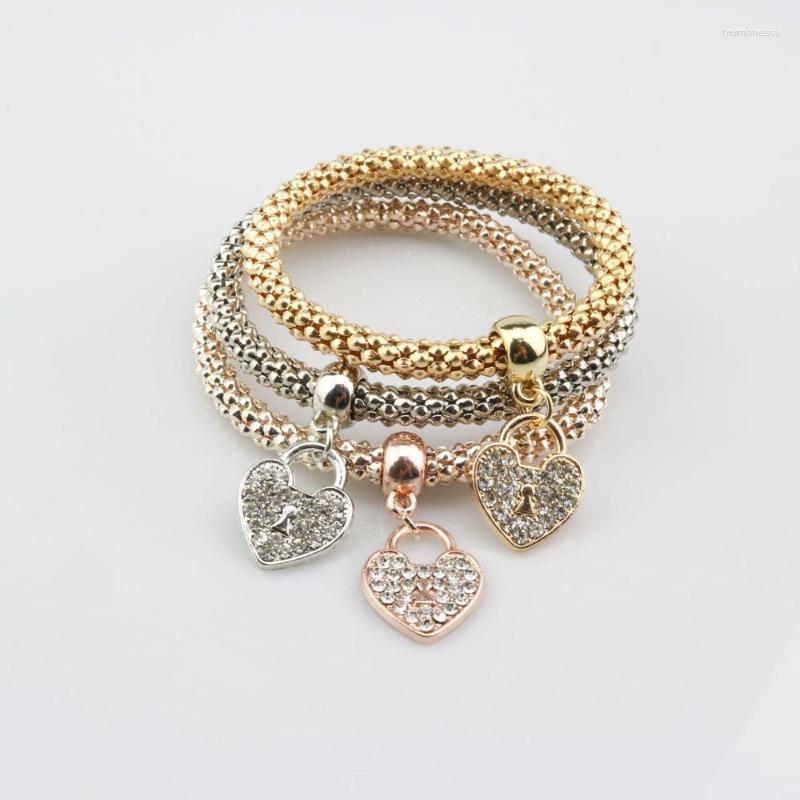 Charm Bracelets G.YCX 3Pcs/Set CZ Crystal Heart Lock Bracelet Gold Color Rhinestone Silver Elastic Popcorn Chain Jewelry For Gift Raym22
Charm Bracelets G.YCX 3Pcs/Set CZ Crystal Heart Lock Bracelet Gold Color Rhinestone Silver Elastic Popcorn Chain Jewelry For Gift Raym22