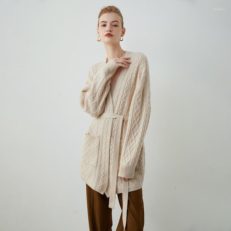 Women's Knits Autumn/Winter Women's Lace-up Medium Length Pure Cashmere Cardigan Loose And Thick Coat Knitted Sweater, Gray
Women's Knits Autumn/Winter Women's Lace-up Medium Length Pure Cashmere Cardigan Loose And Thick Coat Knitted Sweater, Gray