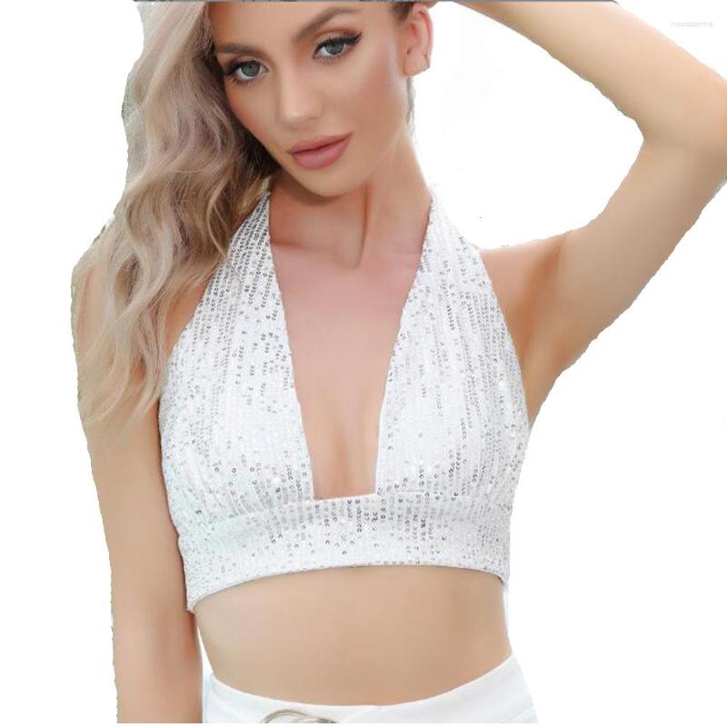 Women's Tanks Women's Shing Sequins Deep V-Neck Llace Up Vest Sexy V Crop Top Black White Summer Sleeveless Halter Collar Clothing
Women's Tanks Women's Shing Sequins Deep V-Neck Llace Up Vest Sexy V Crop Top Black White Summer Sleeveless Halter Collar Clothing