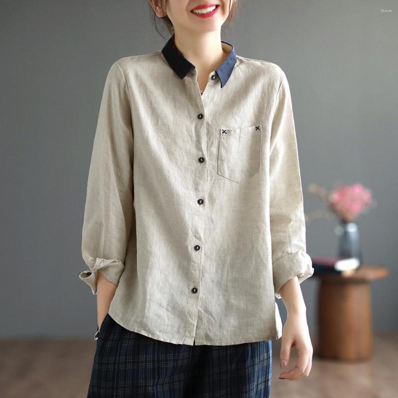 Women's Blouses Spring Autumn Arts Style Women Long Sleeve Single Breasted Casual Shirts Turn-down Collar Cotton Linen Loose Vintage Blouse, Beige
Women's Blouses Spring Autumn Arts Style Women Long Sleeve Single Breasted Casual Shirts Turn-down Collar Cotton Linen Loose Vintage Blouse, Beige