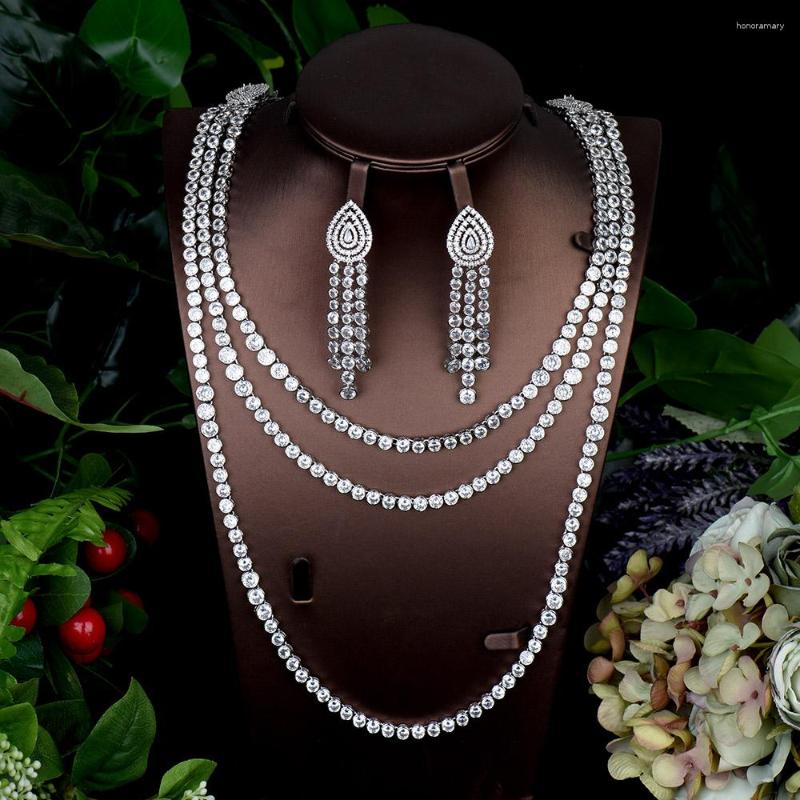 Necklace Earrings Set HIBRIDE Elegant Long Shinny CZ Jewelry Sparking Zircon Dubai Wedding Bijoux For Women Party Gifts Bisuteria N-46, Picture shown
Necklace Earrings Set HIBRIDE Elegant Long Shinny CZ Jewelry Sparking Zircon Dubai Wedding Bijoux For Women Party Gifts Bisuteria N-46, Picture shown