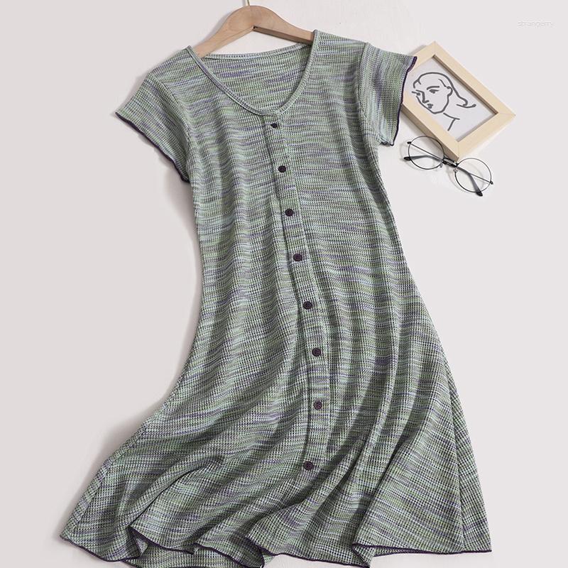 Casual Dresses French Style Women Knitted Dress Striped Print Slim A-Line Mini Vestidos Summer Female One Breasted Short Frocks, Green
Casual Dresses French Style Women Knitted Dress Striped Print Slim A-Line Mini Vestidos Summer Female One Breasted Short Frocks, Green