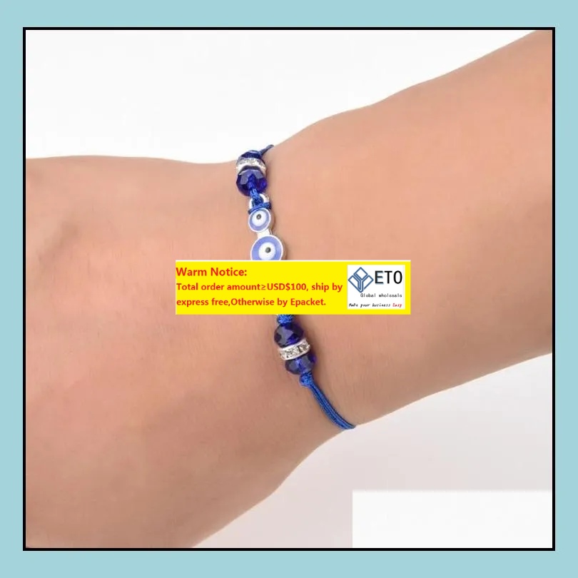 Turkey Blue Evil Eye Bracelet Women Handmade Rope Chain Crystal Beads Bracelets Girl Birthday Party Jewelry Gift Drop Delivery 202
Turkey Blue Evil Eye Bracelet Women Handmade Rope Chain Crystal Beads Bracelets Girl Birthday Party Jewelry Gift Drop Delivery 202